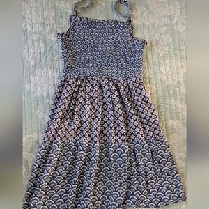 Blue Mixed Patterns Beautiful Sun Dress. Size S